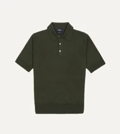 Drake’s Knitted Linen-Cotton Short-Sleeve Polo Shirt