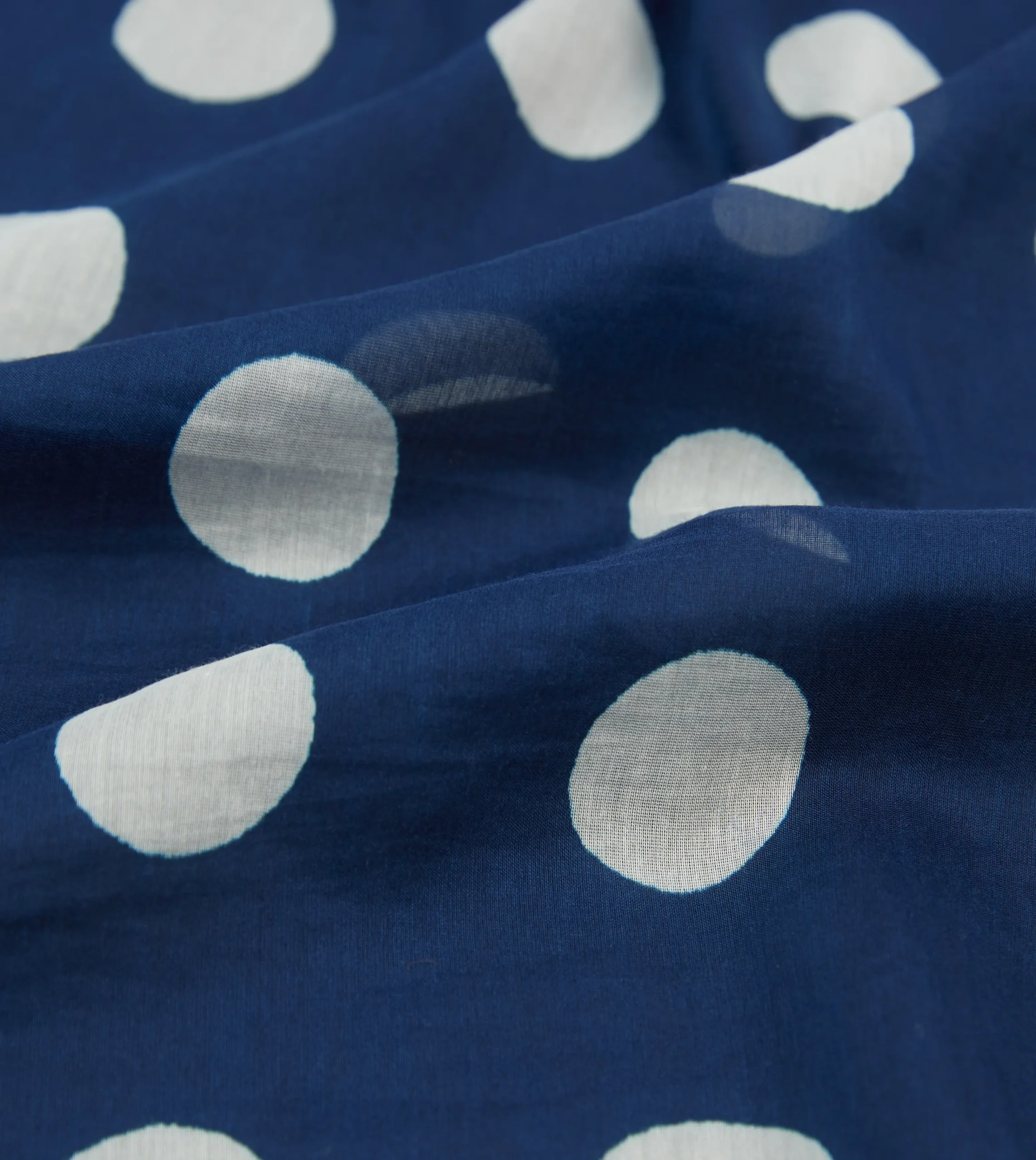 Drake’s Olive, Navy And Ecru Large Spots Print Cotton-Silk Pocket Square