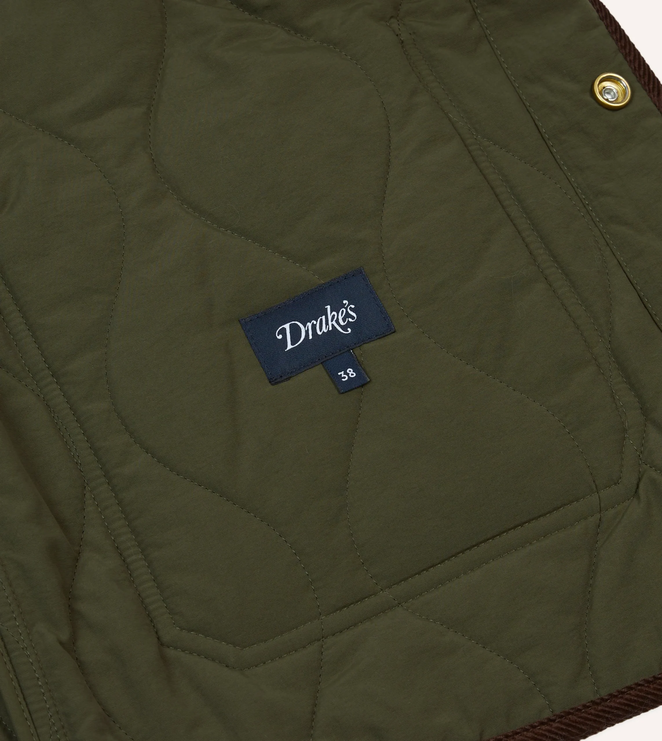 Drake’s Olive Quilted Nylon Snap Vest