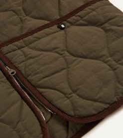 Drake’s Olive Quilted Nylon Zip Vest