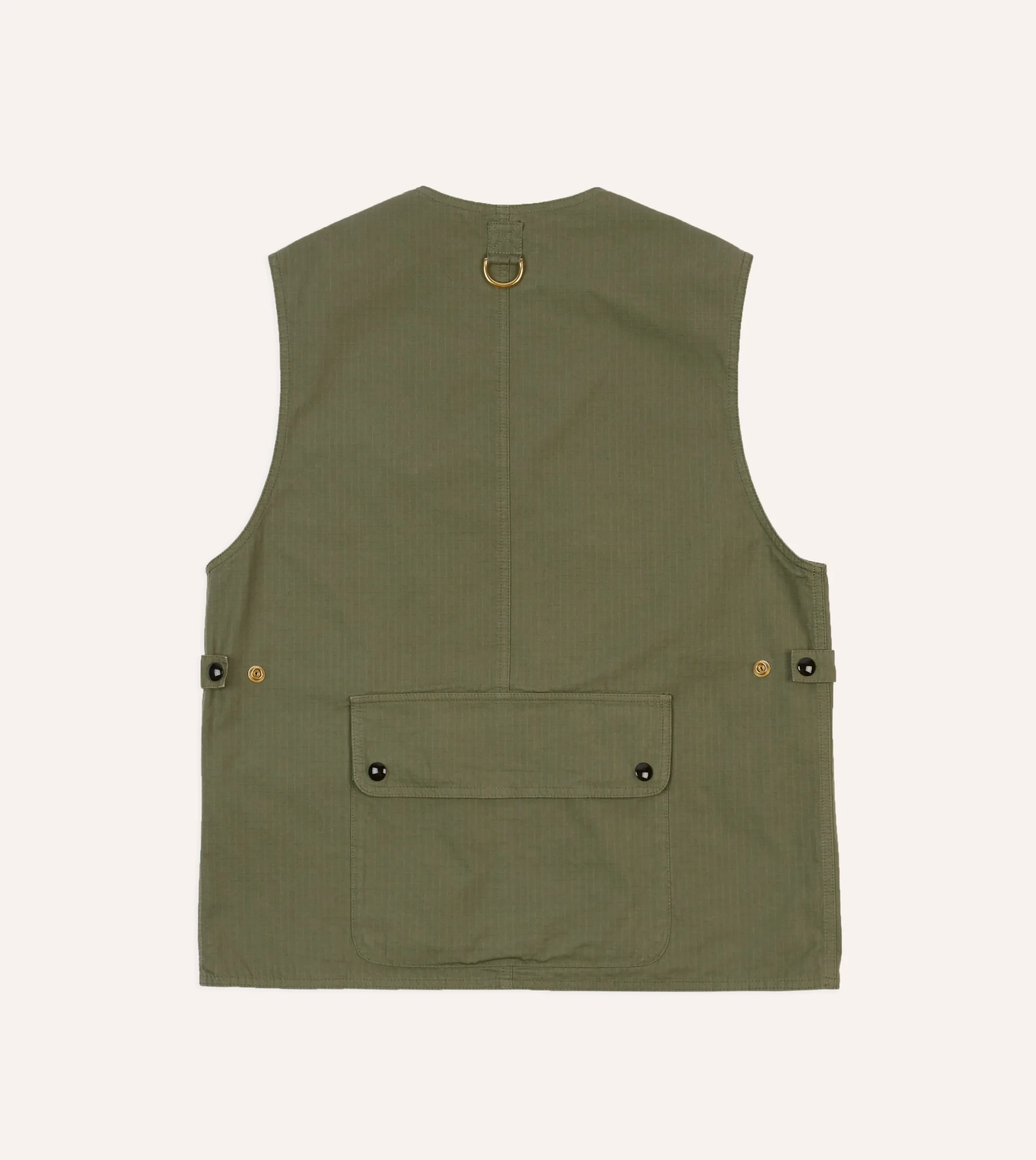 Drake’s Olive Ripstop Cotton Fishing Vest