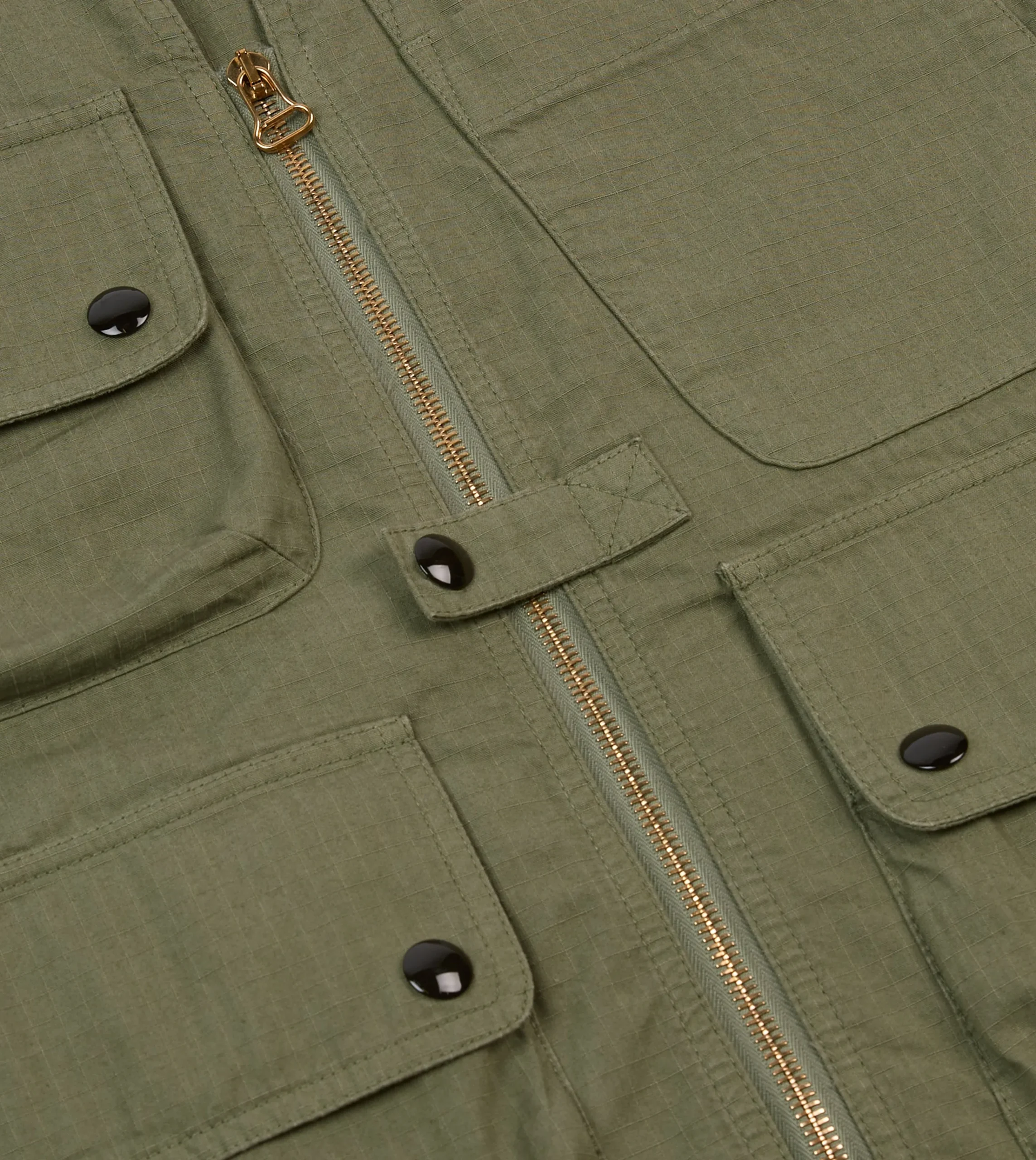 Drake’s Olive Ripstop Cotton Fishing Vest