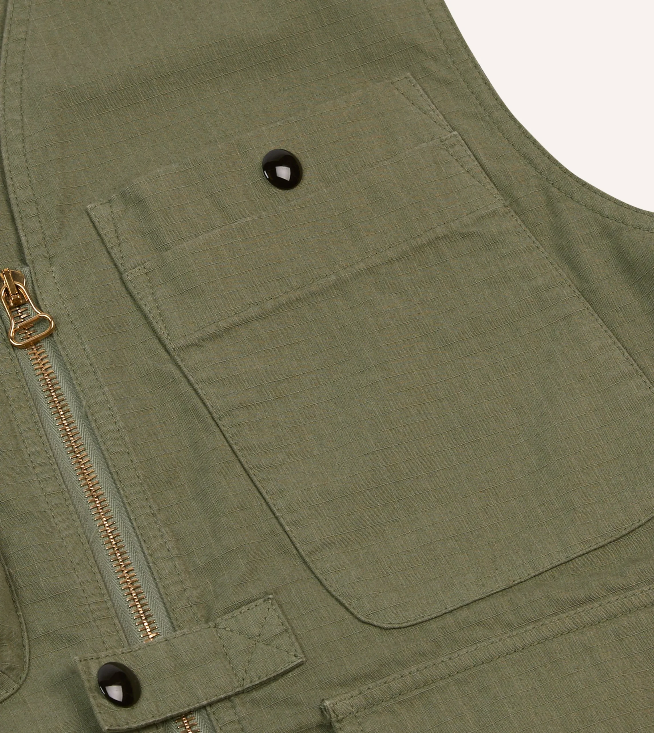 Drake’s Olive Ripstop Cotton Fishing Vest