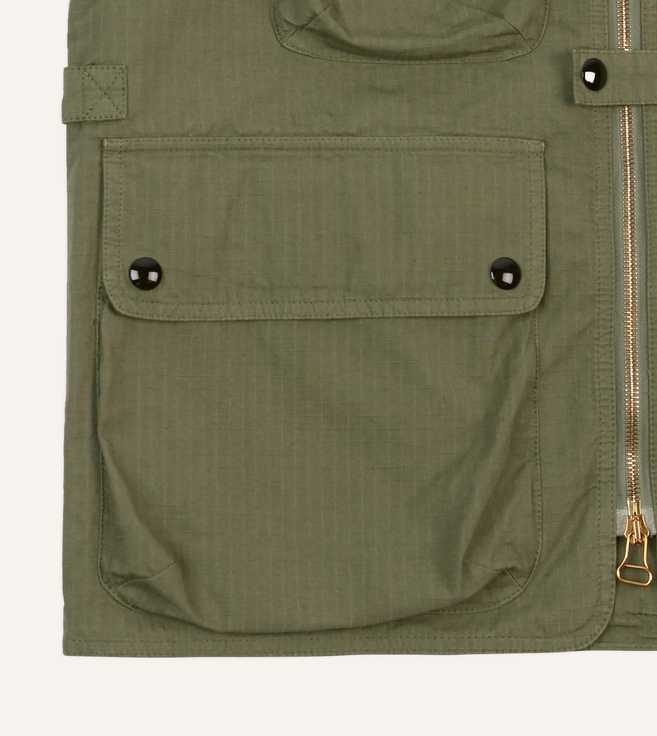 Drake’s Olive Ripstop Cotton Fishing Vest