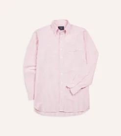 Drake’s Ticking Stripe Cotton Oxford Cloth Button-Down Shirt