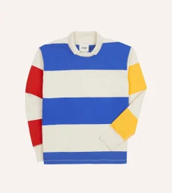 Drake’s Primary Block Stripe Mock Collar Long-Sleeve Jersey