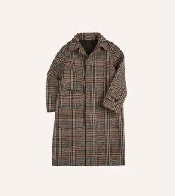 Drake’s Prince Of Wales Check Wool Raglan Coat