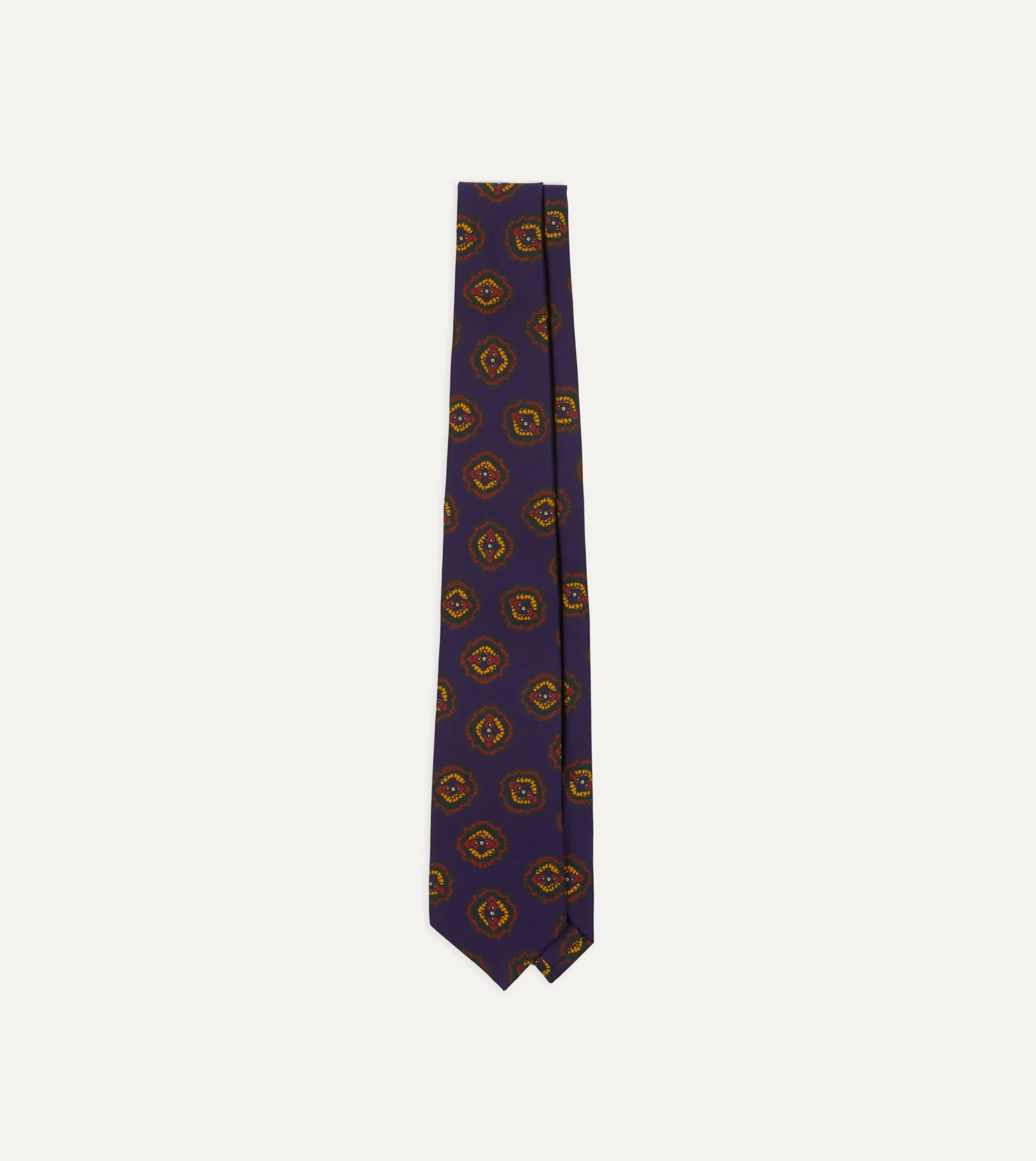 Drake’s Purple Baroque Paisley 36oz Madder Silk Self Tipped Tie