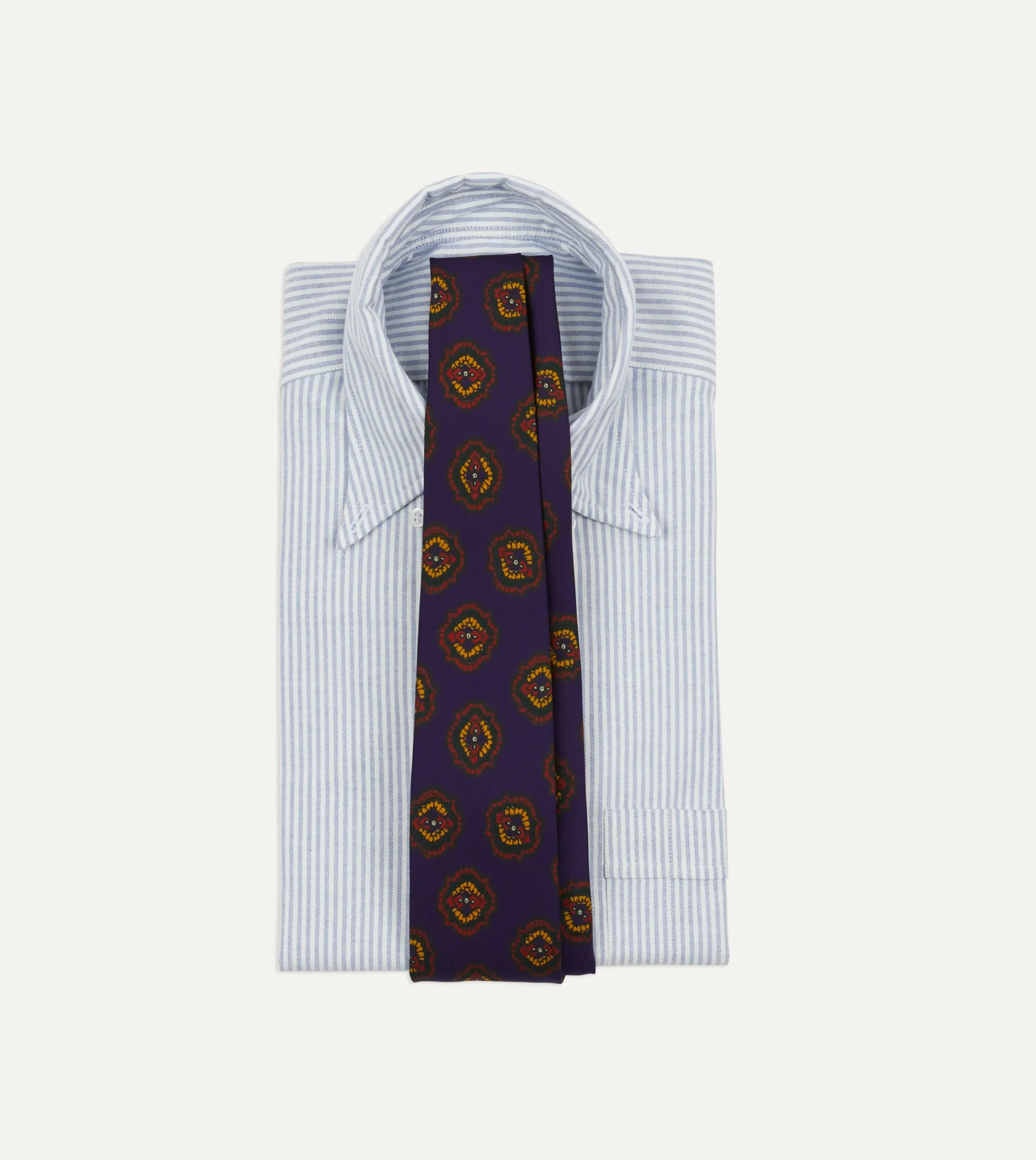 Drake’s Purple Baroque Paisley 36oz Madder Silk Self Tipped Tie
