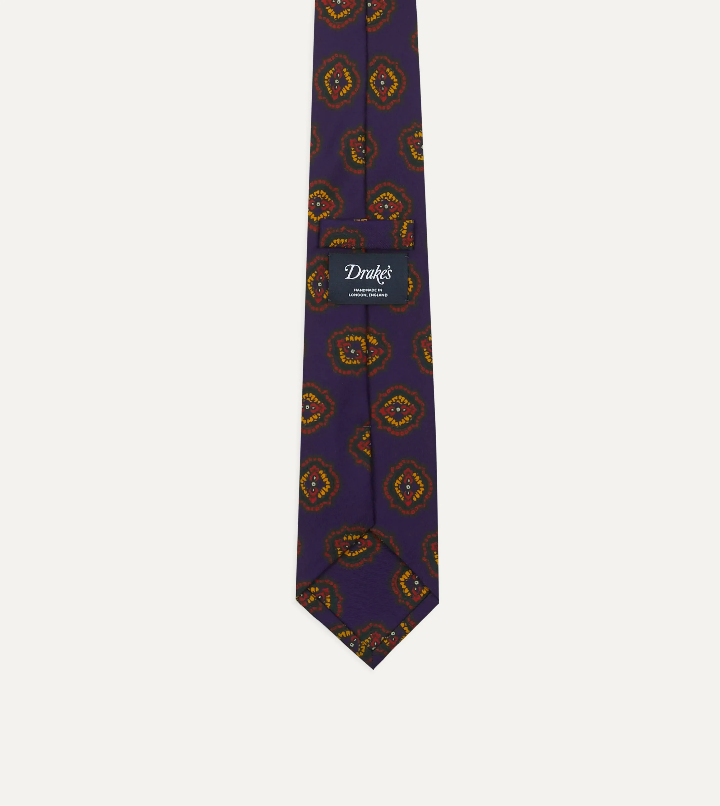 Drake’s Purple Baroque Paisley 36oz Madder Silk Self Tipped Tie