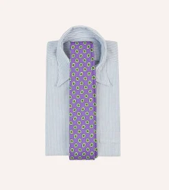 Drake’s Hexagon Tile Print Silk Self-Tipped Tie