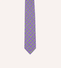 Drake’s Hexagon Tile Print Silk Self-Tipped Tie