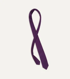 Drake’s Purple Large Knot Grenadine Silk Tipped Tie