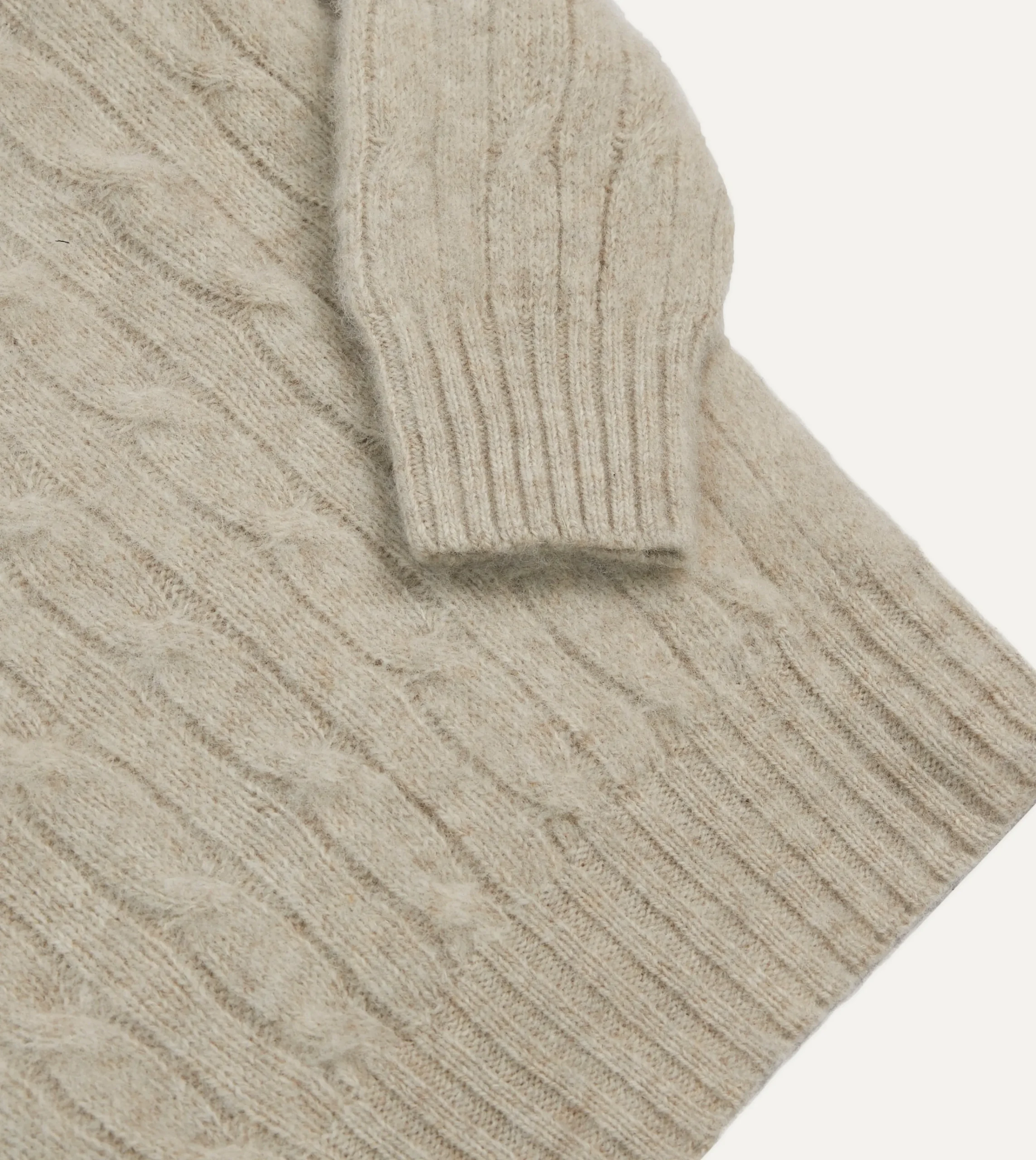 Drake’s Brushed Cable Knit Shetland Crew Neck Jumper