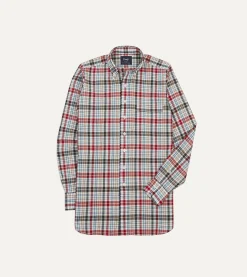 Drake’s Red And Black Madras Check Cotton Button-Down Shirt