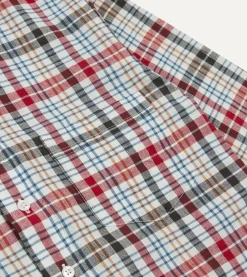 Drake’s Red And Black Madras Check Cotton Button-Down Shirt