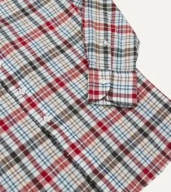 Drake’s Red And Black Madras Check Cotton Button-Down Shirt