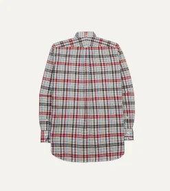 Drake’s Red And Black Madras Check Cotton Button-Down Shirt