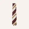 Drake’s Red And Cream Broad Stripe Silk Tipped Tie