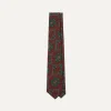 Drake’s Red And Green Baroque Print Silk Self Tipped Tie