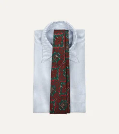 Drake’s Red And Green Baroque Print Silk Self Tipped Tie