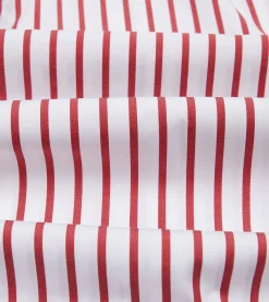 Drake’s Red And White Stripe Cotton Poplin Long Point Collar Shirt