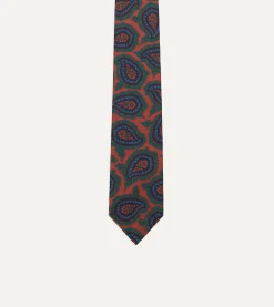 Drake’s Red Big Paisley Print 40oz Madder Silk Tie