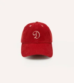 Drake’s Red 'D' Emblem Cotton Corduroy Baseball Cap
