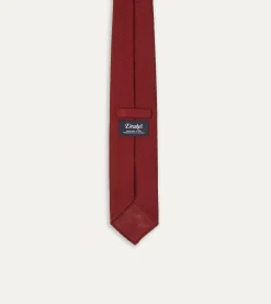 Drake’s Red Fine Woven Grenadine Silk Hand Rolled Tie