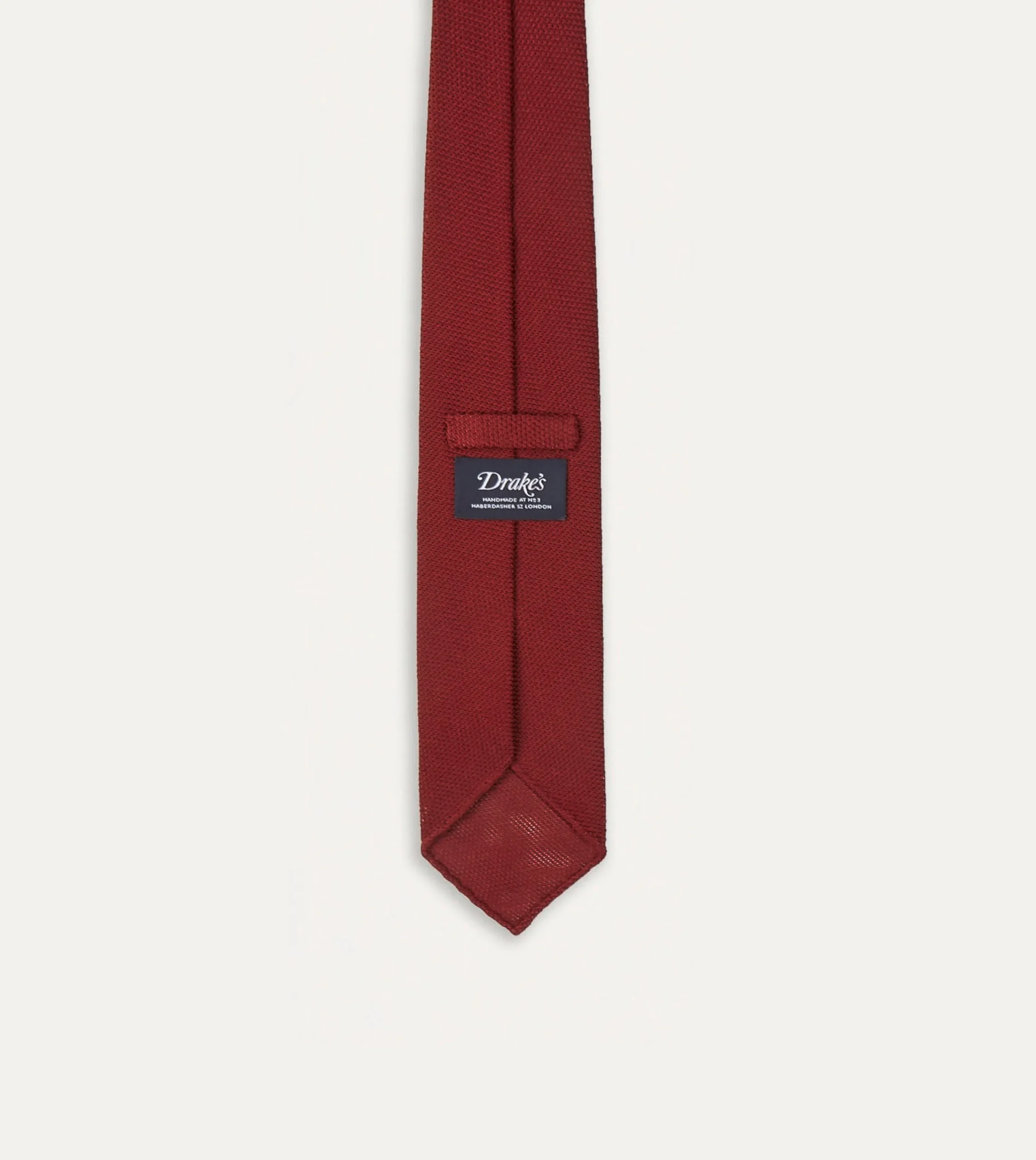 Drake’s Red Fine Woven Grenadine Silk Hand Rolled Tie