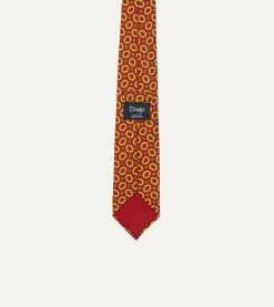 Drake’s Red Flower Print 40oz Madder Silk Tipped Tie