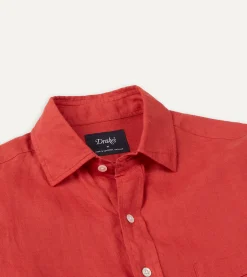 Drake’s Linen Spread Collar Shirt