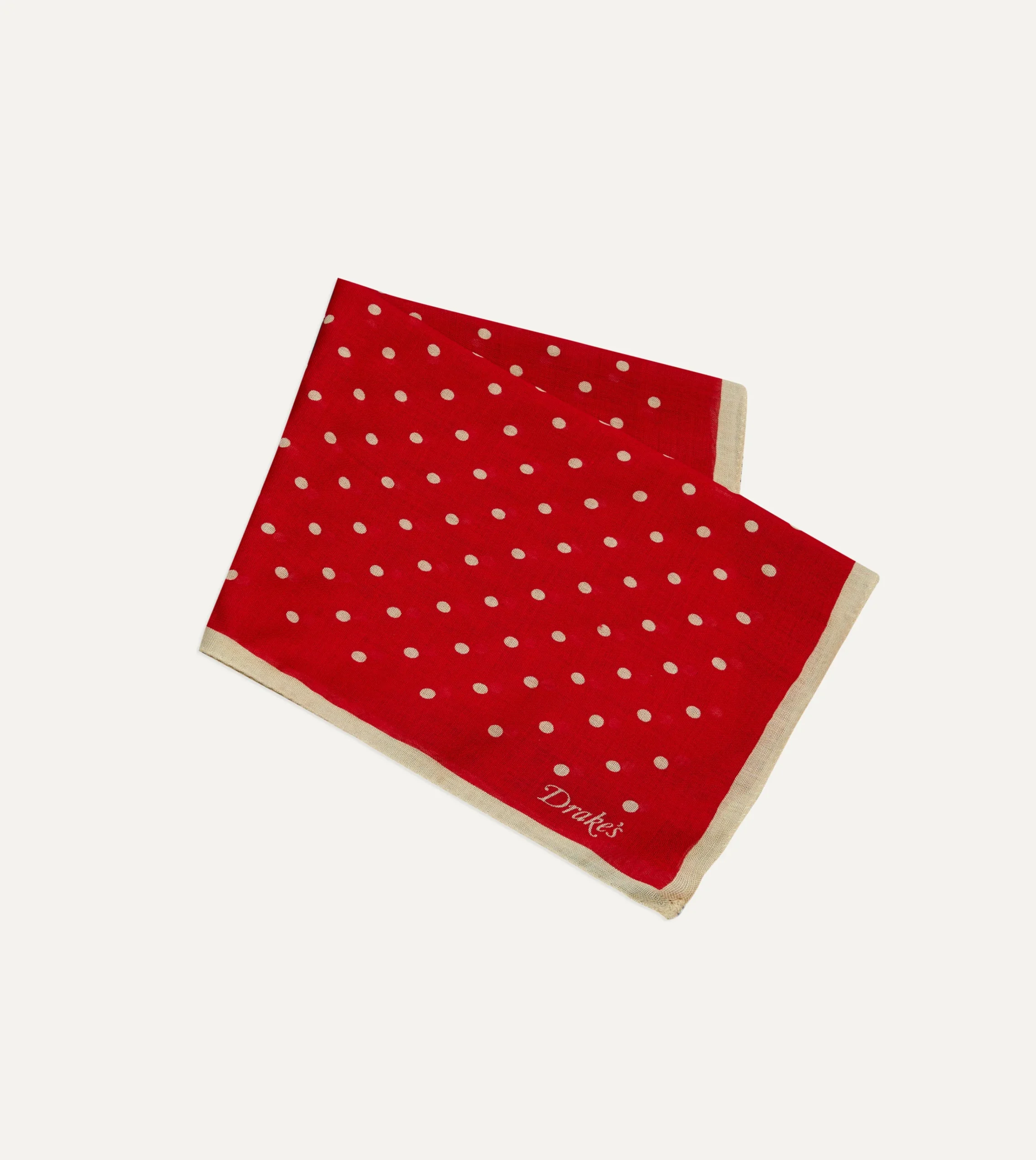 Drake’s Spot Print Wool-Silk Pocket Square