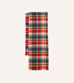 Drake’s Red Tartan Check Wool Scarf