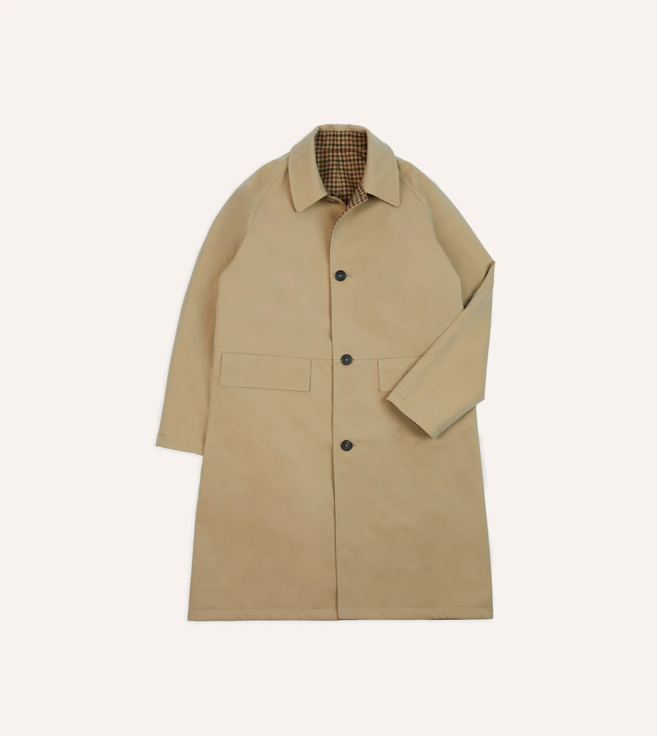 Drake’s Reversible Tweed-Cotton Raglan Mac