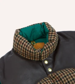 Drake’s Rocky Mountain Featherbed For Drake's Houndstooth Check Harris Tweed Christy Down Vest