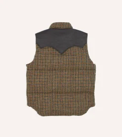 Drake’s Rocky Mountain Featherbed For Drake's Houndstooth Check Harris Tweed Christy Down Vest