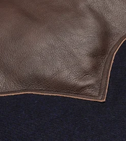 Drake’s Rocky Mountain Featherbed For Drake's Navy Harris Tweed Leather Christy Down Jacket