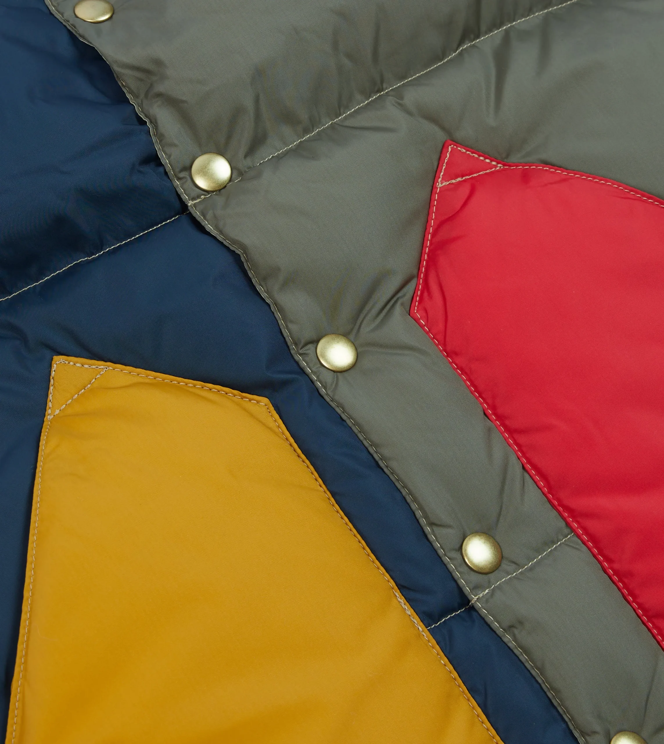 Drake’s Rocky Mountain Featherbed For Drake's Colour Block Nylon Christy Down Vest