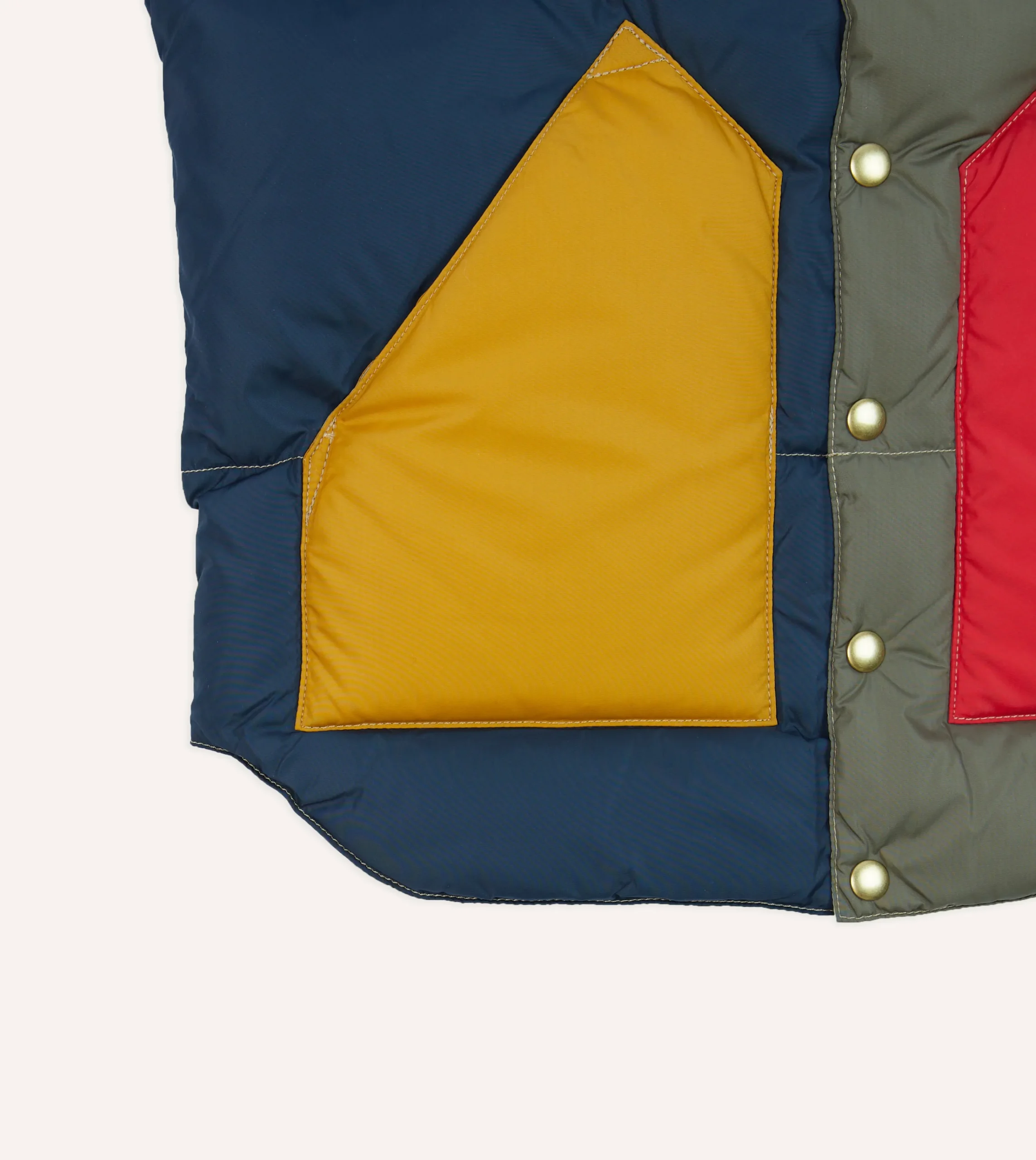 Drake’s Rocky Mountain Featherbed For Drake's Colour Block Nylon Christy Down Vest