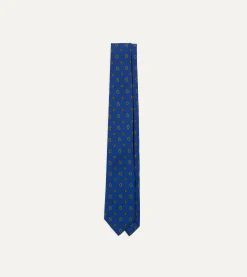 Drake’s Royal Blue Baroque Paisley 36oz Madder Silk Self Tipped Tie