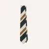 Drake’s Rust And Green Broad Stripe Silk Tipped Tie