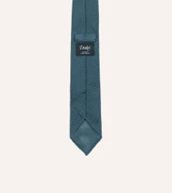 Drake’s Sky Blue Fine Woven Grenadine Silk Hand Rolled Tie