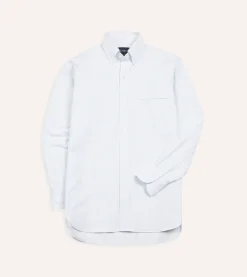 Drake’s Ticking Stripe Cotton Oxford Cloth Button-Down Shirt