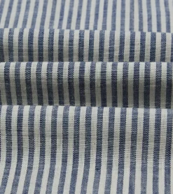 Drake’s St. JOHN By Drake's Indigo Stripe Linen Camp Collar Long Sleeve Shirt