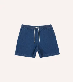 Drake’s Stone Wash Indigo Cotton Drawstring Shorts