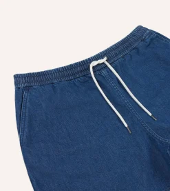 Drake’s Stone Wash Indigo Cotton Drawstring Shorts
