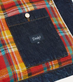 Drake’s Stone Wash Selvedge Denim Five-Pocket Chore Jacket With Blanket Lining