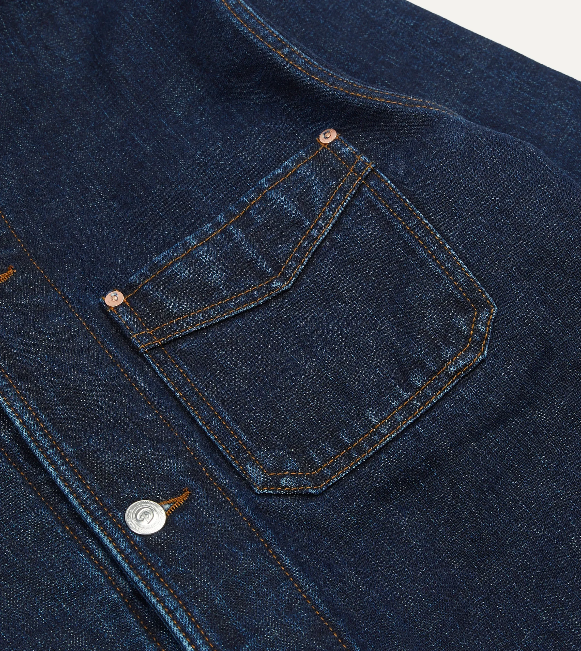 Drake’s Stone Wash Selvedge Denim Five-Pocket Chore Jacket With Blanket Lining