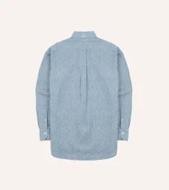 Drake’s Striped Denim Cotton Button-Down Shirt